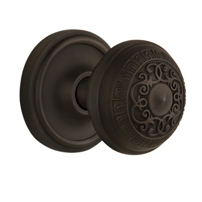 Egg & Dart Interior Mortise Door Knob with Classic Rosette