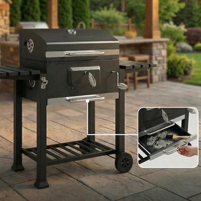 Barbecue au charbon de 54 pouces avec grille de maintien au chaud et roues
