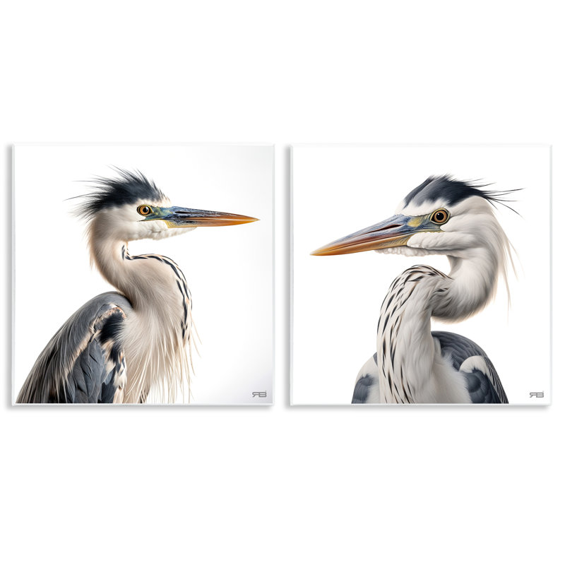 «Young Heron Birds», ensemble de 2 plaques murales par Roozbeh Bahramali