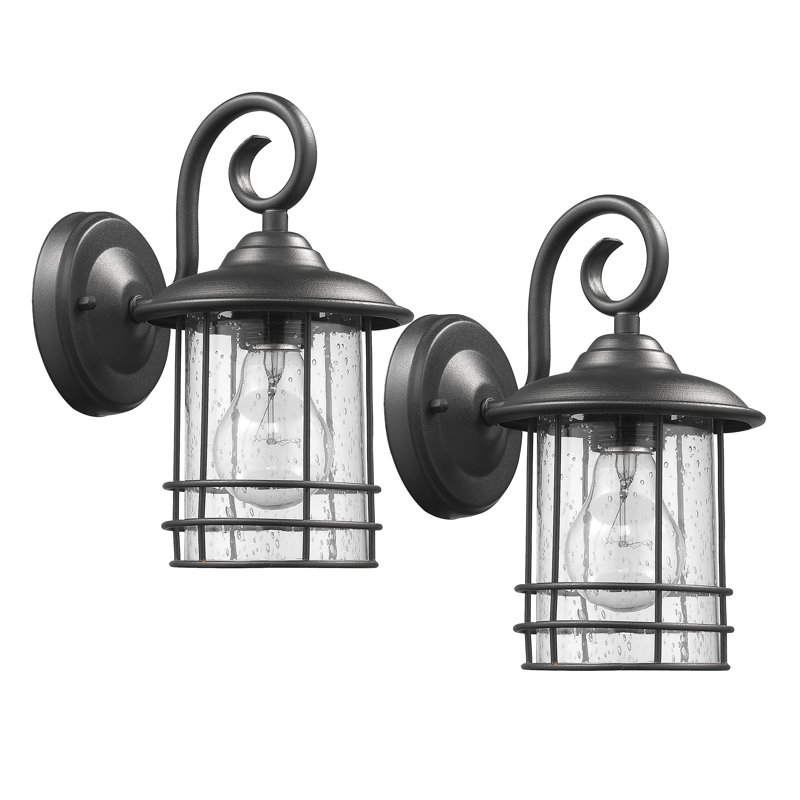 Lanterne murale d'extérieur 9,9 "H 9,8", Peint en noir