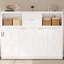 Lit simple blanc avec matelas de charge, tiroir et rangement - Station de teinte en bois de pin, sensation rustique-380996598