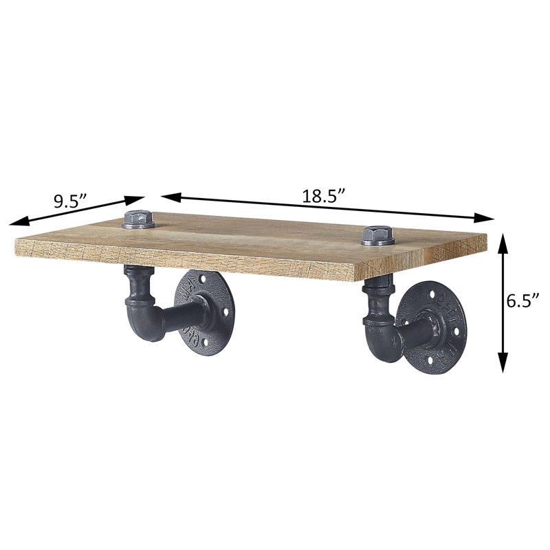 Oak And Sandy Black Wall Shelf - Ideal For Modern Vast Shelving Accommodates A Variety Of Items