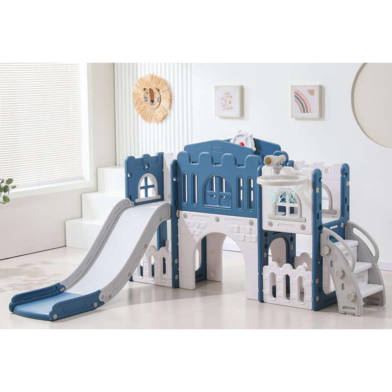 Grimpeur en plastique l 72,6 po Feanch, Bleu / gris