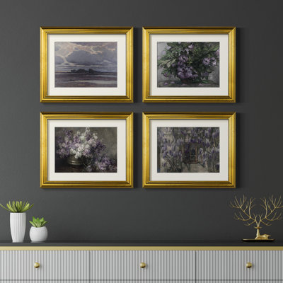 Ensemble de 4 reproductions encadrées Vintage Landscape XC III