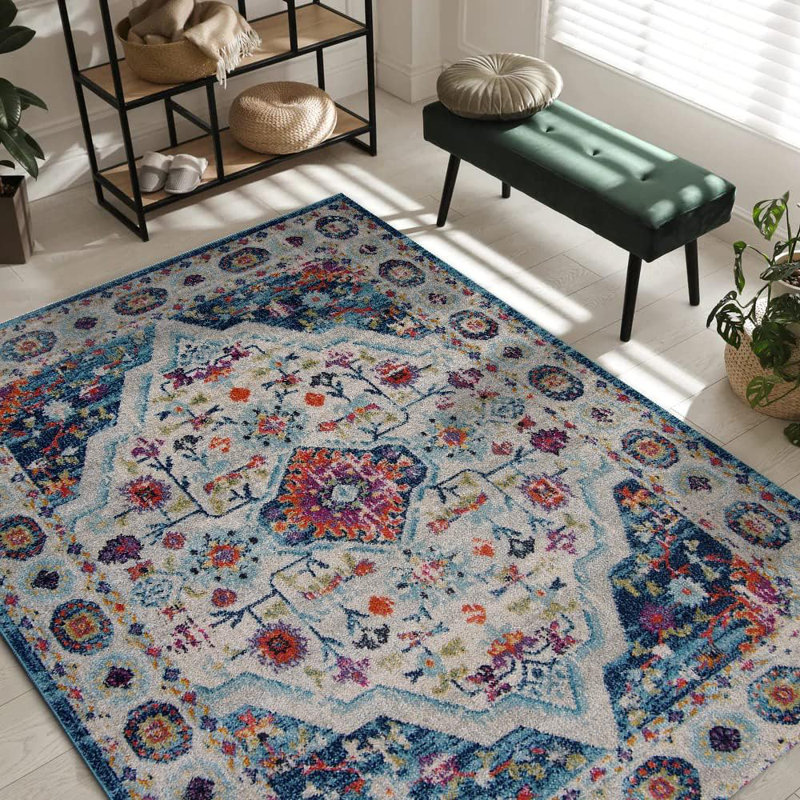Soft Medium Pile Area Rugs Living Room Carpet Pad Oriental Vintage Rug Non Slip Entryway Rug 7657, Rectangle 80 x 150 cm