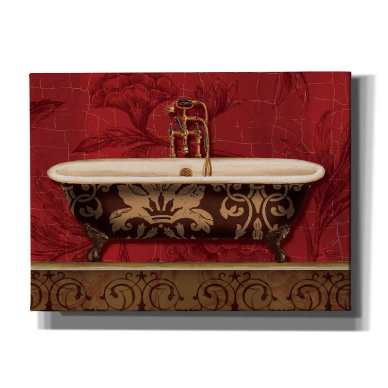 «Royal Red Bath I» par Lisa Audit, art mural sur toile, H 40 po x l 54 po x P 1,5 po