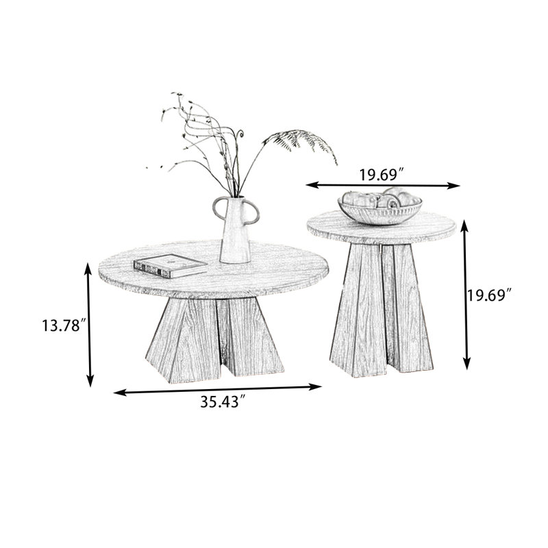 Ensembles de tables basses rondes en pierre