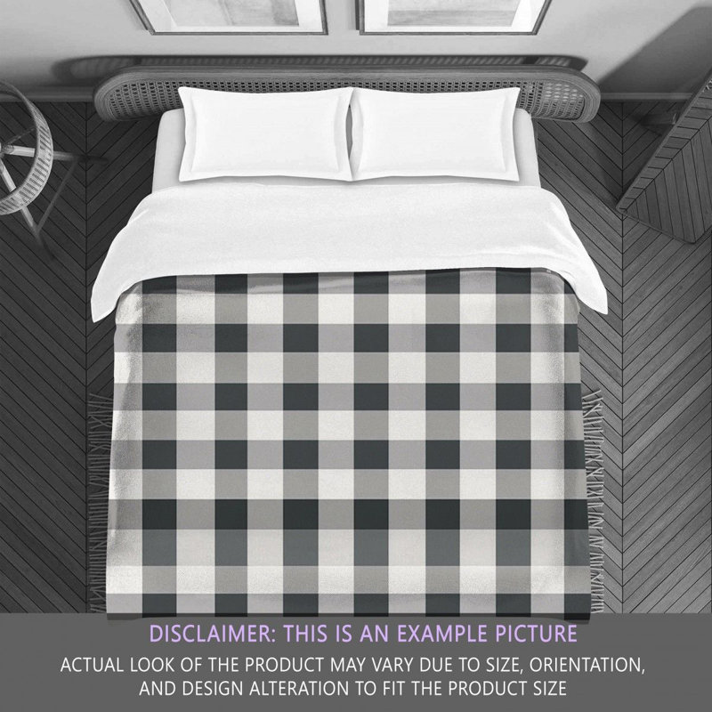 Machine Printed Comforter, Queen Comforter, Gray/White Gingham