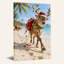 «Reindeer in Santa Hat on Tropical Beach», art mural sur toile-1713357261