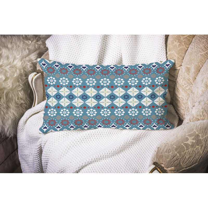 Shape Synergy  Rectangular Throw Pillow, Blue/Red