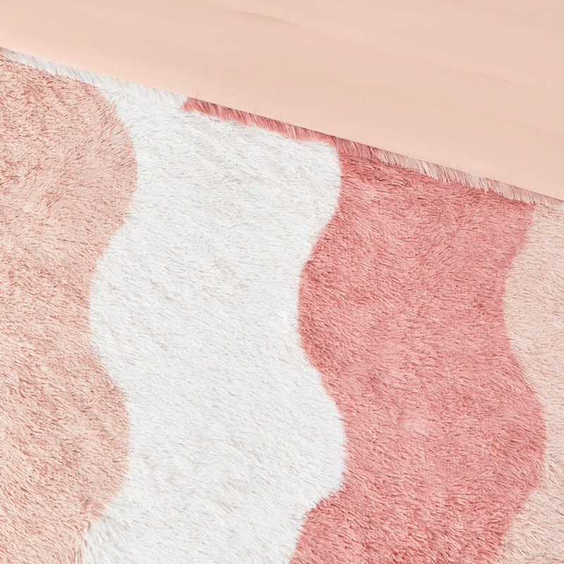 Literie en fausse fourrure à poil long double / grand, rayée ombrée ton sur ton, rembourrée, 2 taies décoratives, dossier en microfibre, grand édredon lavable avec rayures, revers, machine