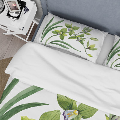 Green/White Microfiber Duvet Cover Set
