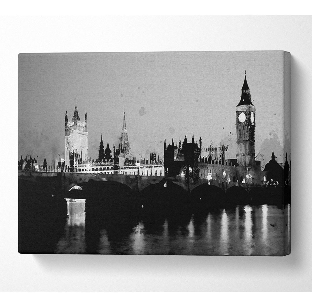 Londoner Houses Of Parliament mit Big Ben B N W - Leinwand Kunstdrucke