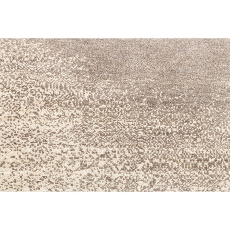 High-Quality Hand-Knotted Ivory And Beige Area Rug, Rectangle 5' x 8'