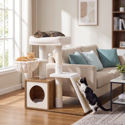 Arbre à chat 31,5 "avec hamac et poteaux à griffer en sisal