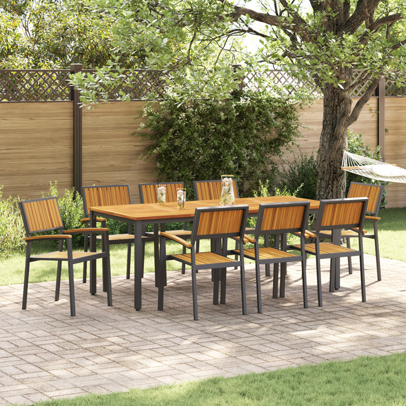 Rectangular 9 - Piece 8 - Person 200Cm L Outdoor Table Set