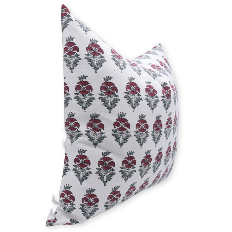 Floral Cotton Outdoor Pillow Cover, Square, 24" x 24"