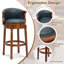 Tabouret de bar pivotant avec siège en cuir fleur, dossier souple, structure et repose-pieds en bois d'hévéa pour la cuisine, la salle à manger ou le bar-2089218499-2089218498