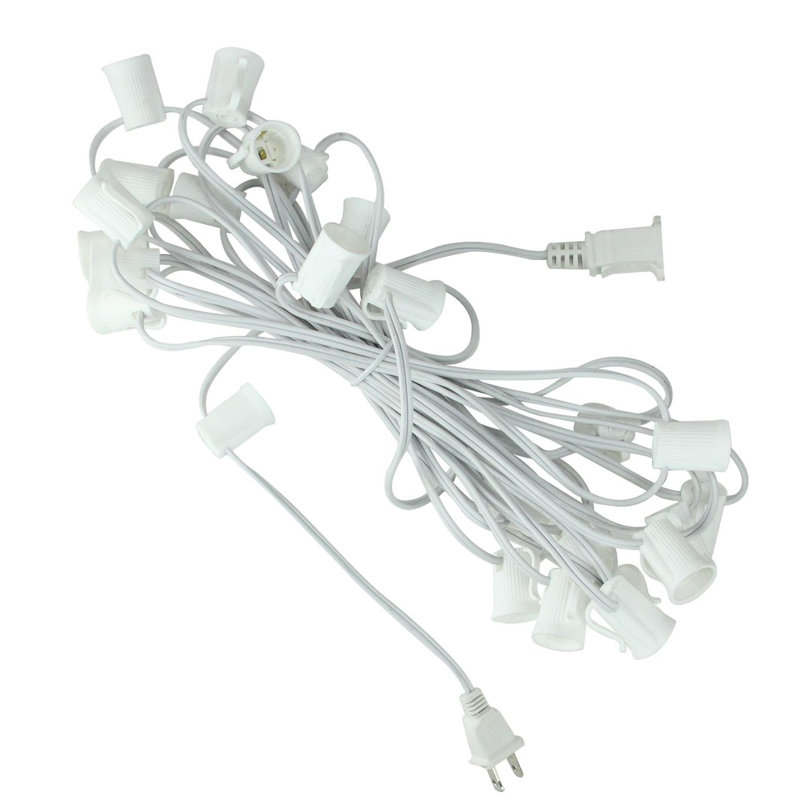 Ensemble de douilles de Noël commerciales C9, H 0,75 po x l 600 po x P 0,75 po, Blanc