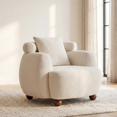 Fauteuil club de style paresseux de style nordique 38 pouces, fauteuil seau en tissu de chenille, canapé décoratif, coussin moelleux avec coussin