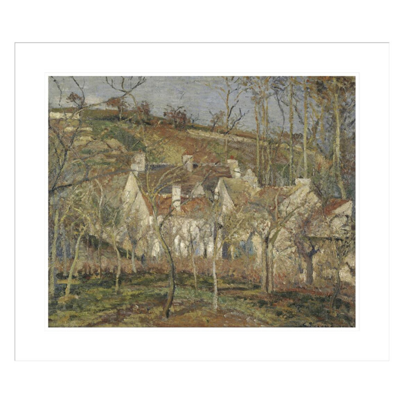 Toit rouge au coin d'un village d'hiver par Camille Pissarro - Impression Giclée sur cadre, H 23,5 po x l 27,31 po