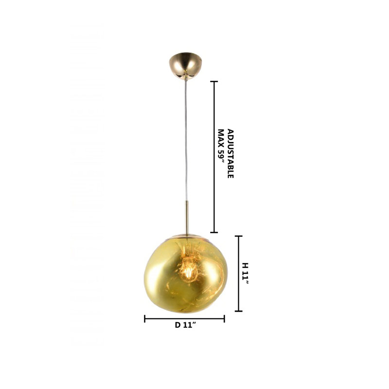 1-Light Gold Pendant With An Acrylic Shade
