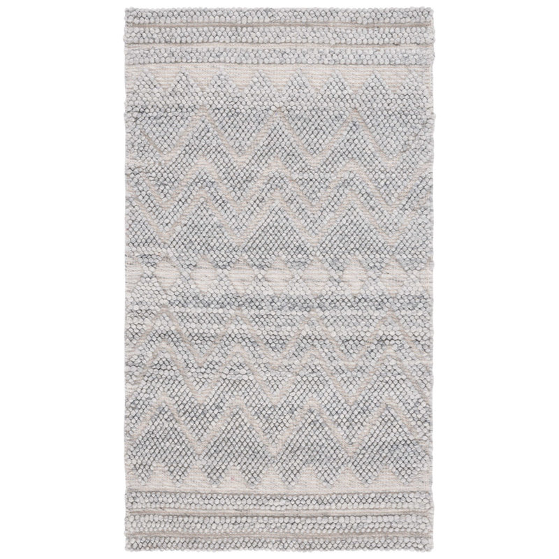 Natura Hand Woven Wool Pet Cotton Chevron Rug in Gray, Rectangle 6' x 9'