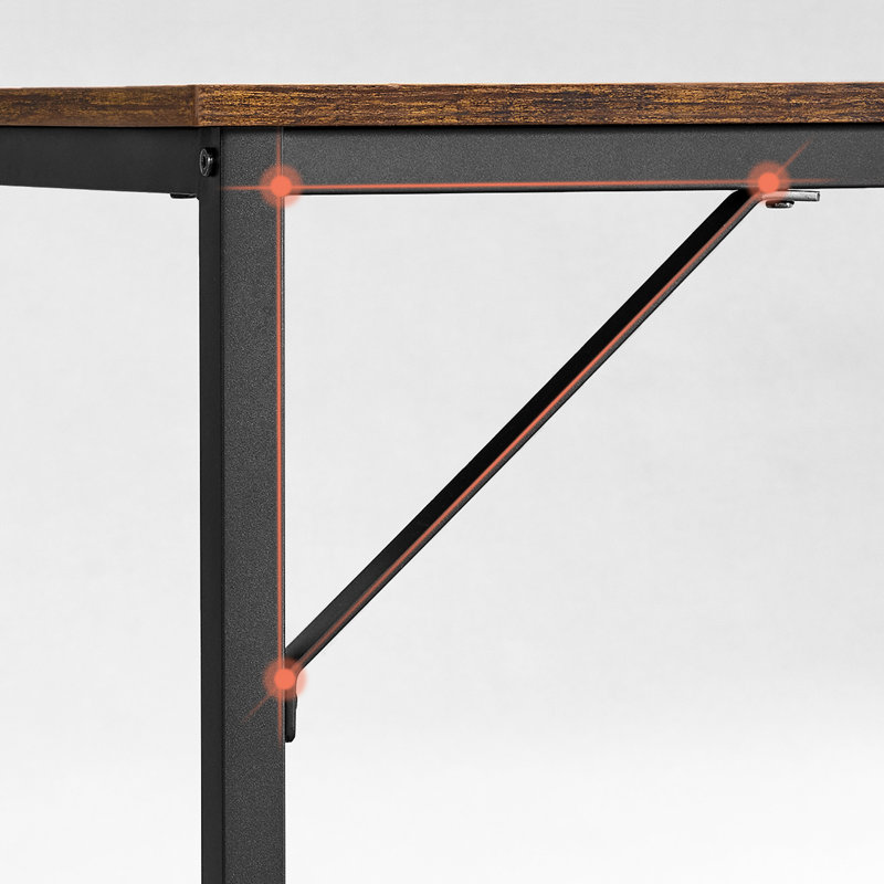 Alaeyah Metal Base Computer Desk, Brown, Black