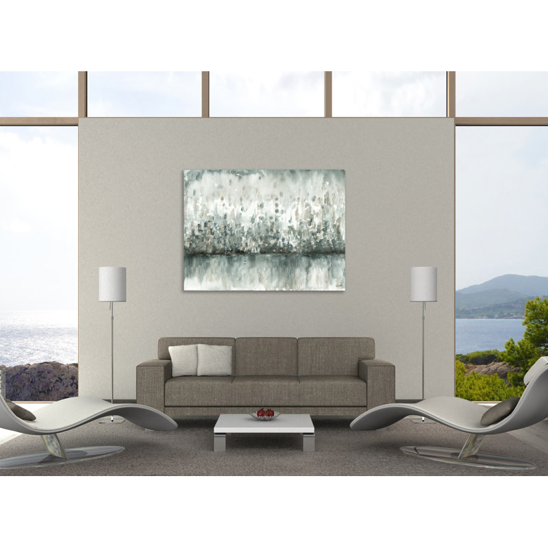 Lakeside Abstract: Gris - Impression sur toile tendue, H 30 po x l 40 po x P 1,5 po