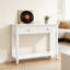 Console rétro avec tiroirs et tablette, canapé d'entrée en bois de pin massif fabriqué à la main avec motifs sculptés et finition blanche vieillie