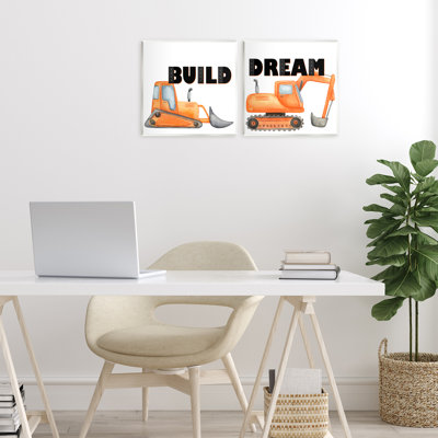 Build & Dream Construction Vehicles 2pc Wall Plaque Set, design by Kim Allen