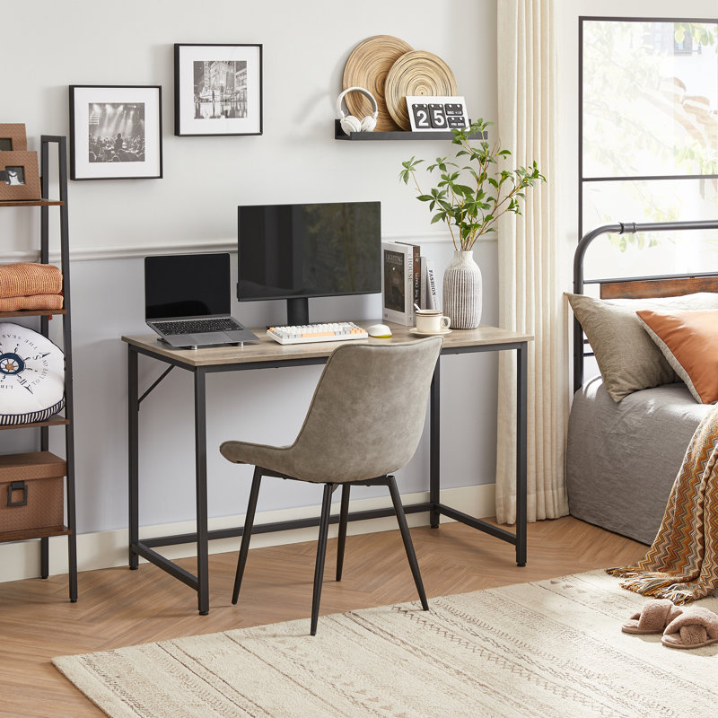 Alaeyah Metal Base Computer Desk, Beige, Black