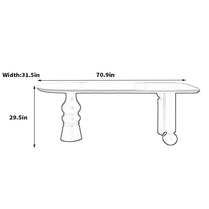 Table de salle à manger Guilhem, H 29,5 po x L 70,9 po x l 31,5 po