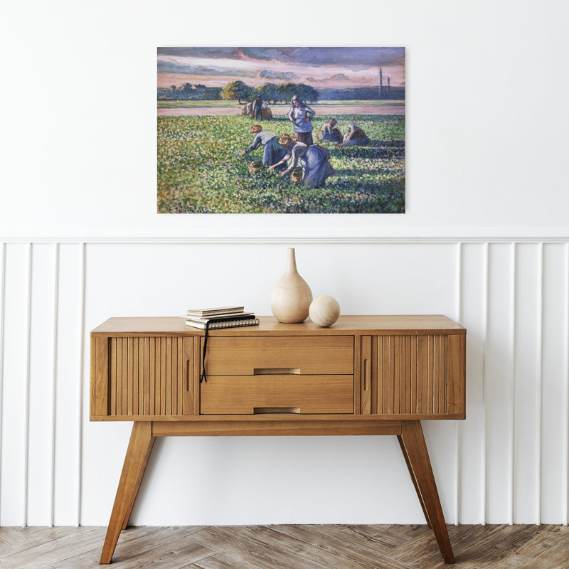 Impression sur toile, "Cueillette de pois", paysage abstrait classique, H 16 po x l 24 po