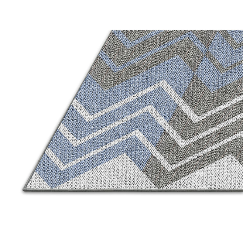 Tapis à chevrons bleu / gris Antre, Rectangle 7 pi x 9 pi