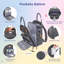  Grand sac à dos avec sac à couches, sac de voyage imperméable pour bébé avec matelas à langer et sangles de poussette, gris foncé-85605719