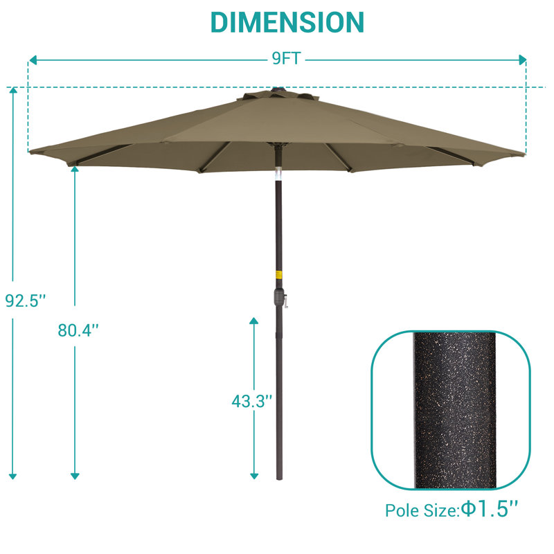 Parasol de marché 9 pi Bevers, Taupe
