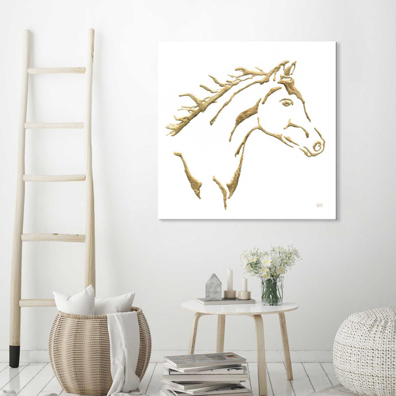 «Gilded Filly» sur acrylique blanche par Christ Paschke - reproduction d'art sur toile, H 24 po x l 24 po x P 1,5 po