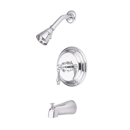 Vintage Pressure Balanced Dual Function Tub Faucet with Solid Brass Shower Head with Metal Lever Handles, Polished Chrome
