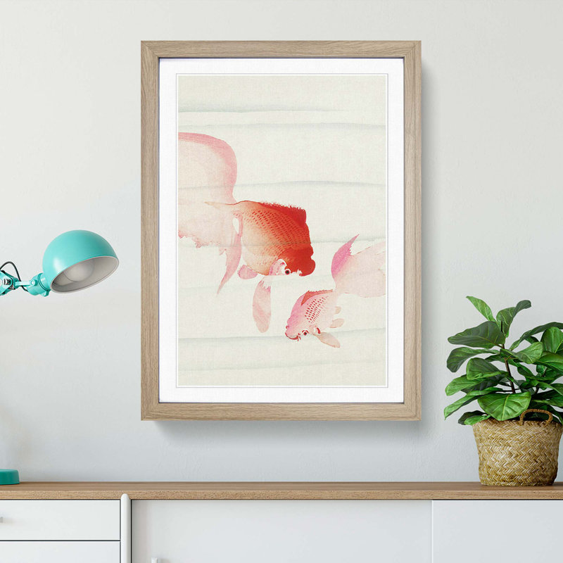 Goldfish by Ohara Koson - Framed Print, 65cm H x 48cm W x 2cm D, Oak Framed