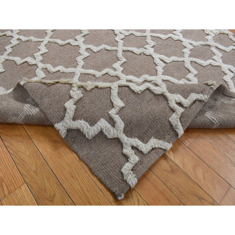 Tapis kilim et empilé noué à la main en laine pure 5 pi x 7 pi brun 4B3E80ADB6DE467591BBC1659F01523E