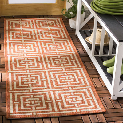 Arneshia Geometric Terracotta/Cream Indoor/Outdoor Area Rug