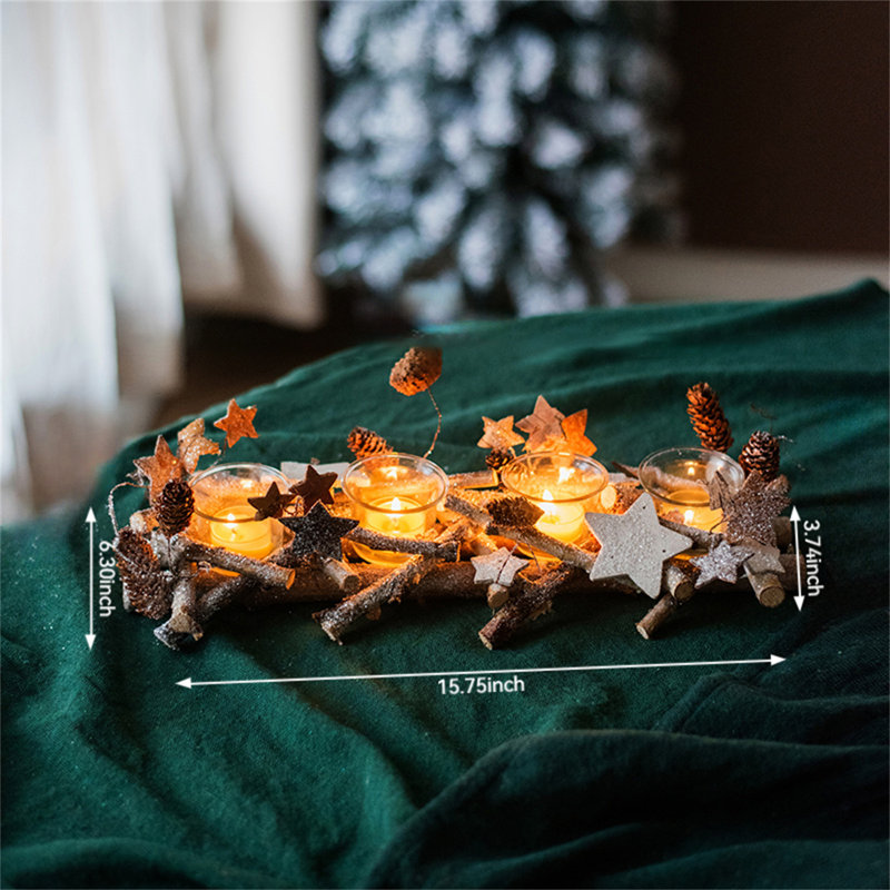 Chandelle de table en bois H 6,3 po