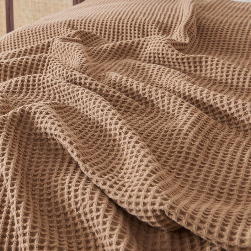 Toffee Cotton Waffle Weave 50" x 60" Throw Blanket
