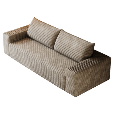 63" 2Setaser Sofa,Corduroy Fabric,Deep Seat Couches,Comfy Loveseat Sofa,No Assembly,1Pcs For Living Room, Bedroom,Conference Room ,Apartment,Camel
