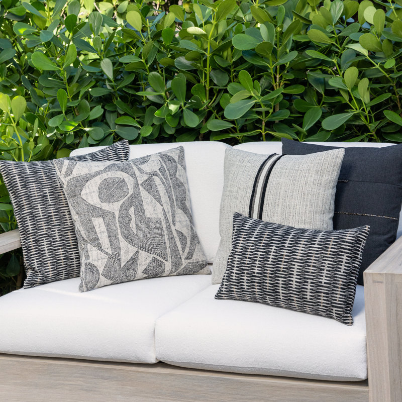 Micro Fringe Outdoor Square Sunbrella® Pillow Cover & Insert, Square 20", Carbon