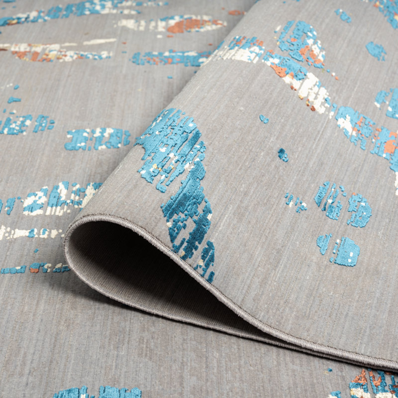 Lydian Abstract Area Rug in Grey, Rectangle 13'2" x 16'5"