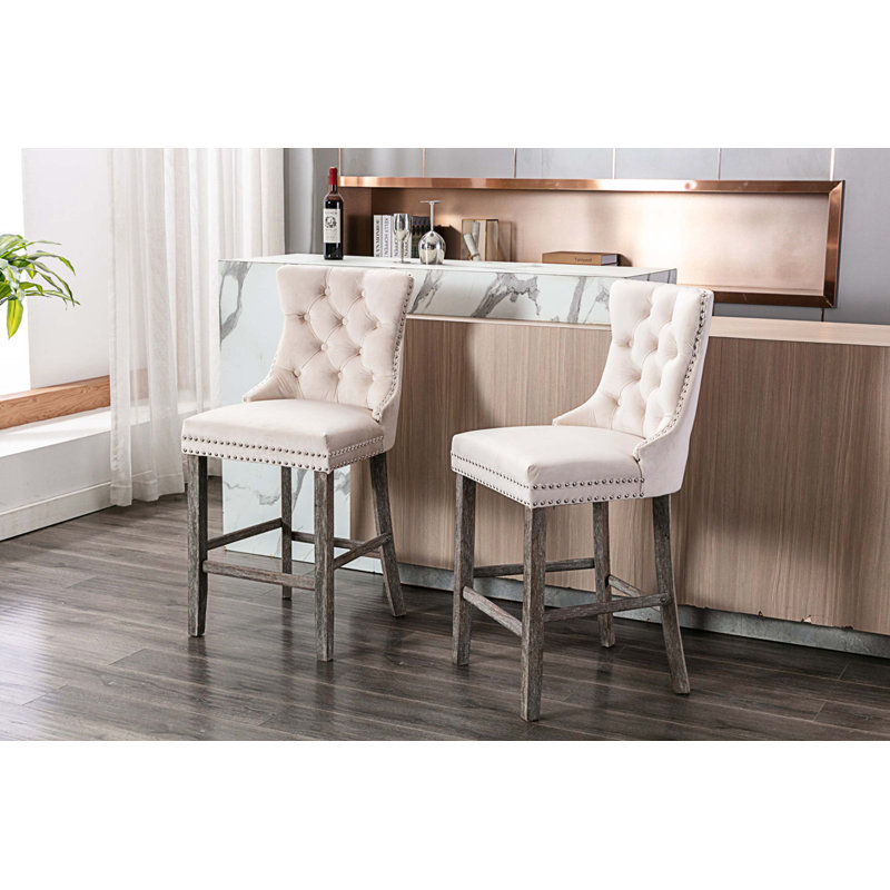 Tabouret de comptoir Jaquory, Brun, Beige