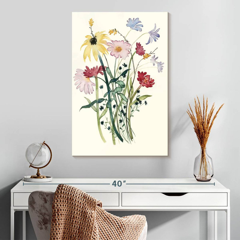 Harnek, aquarelle de fleurs sauvages I, H 30 po x l 20 po