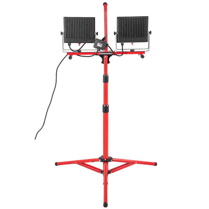 Lampe de travail à DEL avec support, 5000 lumens à double tête avec trépied réglable et pliable de 27,6 po à 68,1 po, lampe de travail à trépied étanche IP65, avec température de couleur de 5000 Kelvin